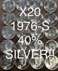 🔥 1976 S KENNEDY UNC 40% Silver Bicentennial HALF Dollar ROLL of 20 COINS A