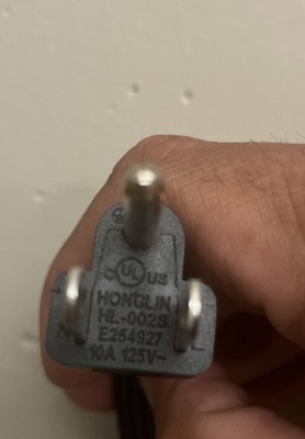 6ft UL Certified Honglin HL-002S HL-004 Power Cable 125V 10A  3 Prong