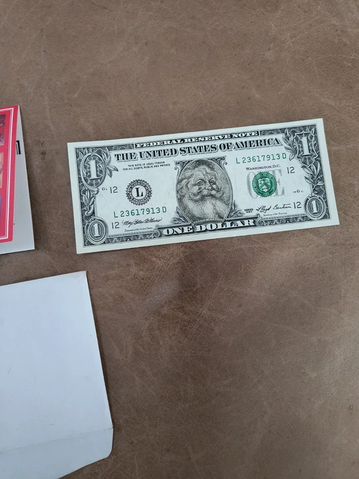 Santa Bill 1993 Dollar  Uncirulated.Getting Harder To Find Get For Christmas. - Image 3 of 4