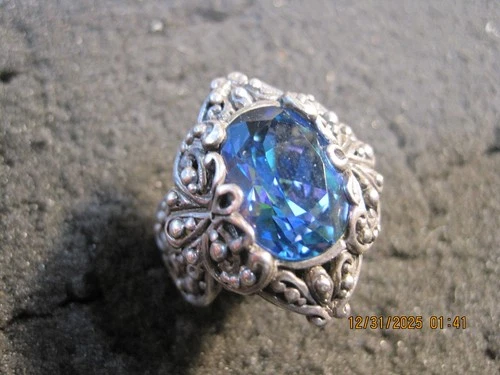 SARDA 925 Silver  Vintage AMETHYST Cocktail Ring Sz 10