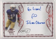 2020 Leaf Trinity Signatures Red Foil 5/15 Julian Okwara #A-JO2 Auto 1m1a