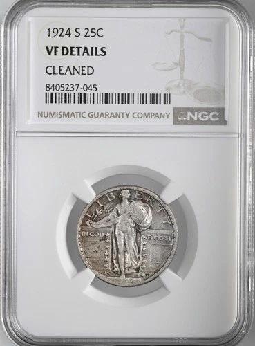 1924-S  25C STANDING LIBERTY QUARTER  NGC VF DETAILS "CLEANED" 8405237-045