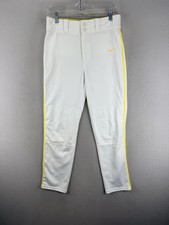 Nike Youth Boy  s XL Swingman Dri-FIT Piped Baseball Pants White W/ Yellow Piping