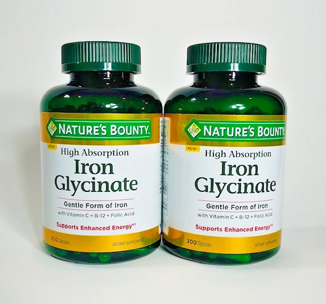 Nature's Bounty Iron Glycinate 300 Count HIGH ABSORPTION 28mg Capsules EXP:2028 - Image 4 of 4