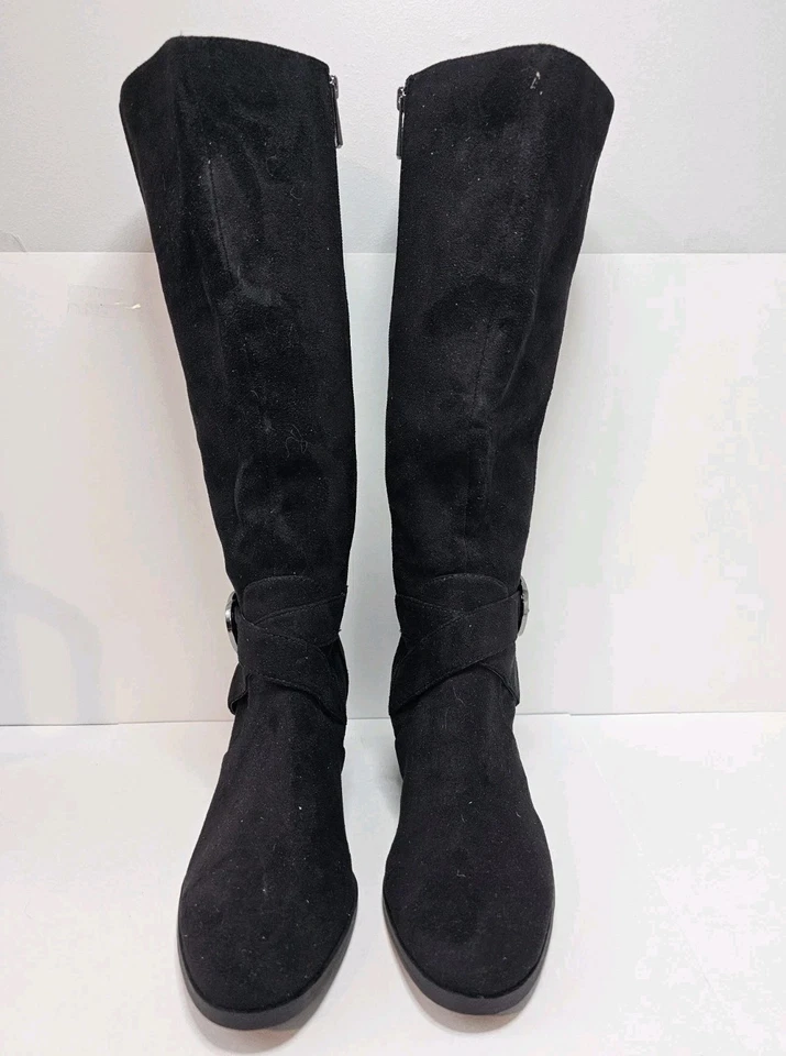 Botas de pantorrilla Anne Klein para mujer AKMAIA hasta la rodilla imitación gamuza regulares negras talla 7,5 Foto 3 de 4