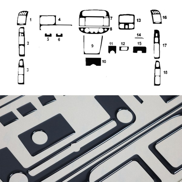 Innenraum Dekor Cockpit FüR Toyota Camry 2001-2006 Piano Schwarz Optik 18Tlg-image