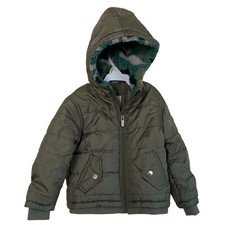 Tahari Puffy Jacket Boys - Toddler 3T - Olive Green - Fleece Lined Hood