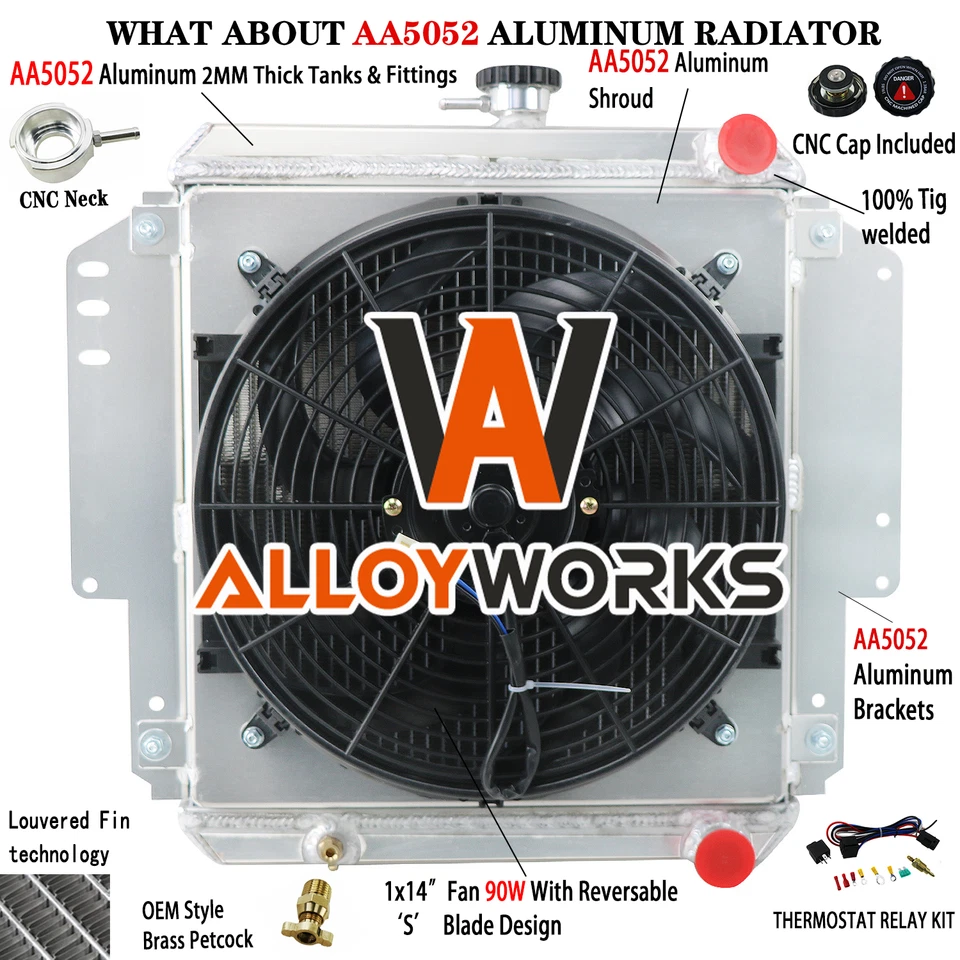 For 81-96 Suzuki Sierra Jimny Hardtop SJ410 SJ413 Aluminum Radiator+Shroud Fan Foto 2 de 4