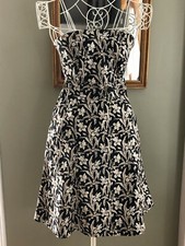 GAP Strapless Sundress Black White Floral Print Size 2 