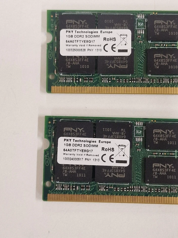 2 x PNY 1GB RAM SODIMM 64A0TFTYE8G17 PC2-5300 DDR2 667MHz - Image 2 of 4