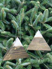 Wood Christmas Tree Ornaments - Handmade - 5" x 4"