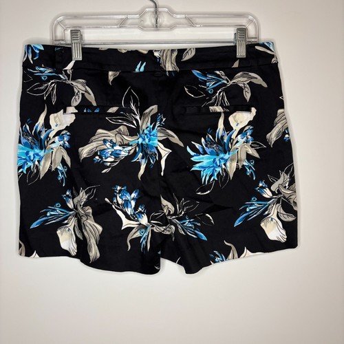 WHITE HOUSE BLACK MARKET Black Blue Floral Shorts Stretch Size 10 - Picture 3 of 4