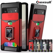 For Google Pixel 9a 8a 8 7a 7 6 9 Pro XL Card Holder Ring Stand Phone Case Cover