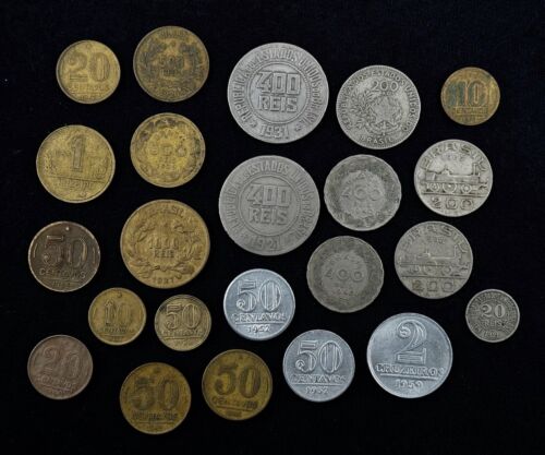 OLD Brazil Coin LOT 1901-1959 Brazilian 1000 500 400 200 20 REIS 20 50 CENTAVOS