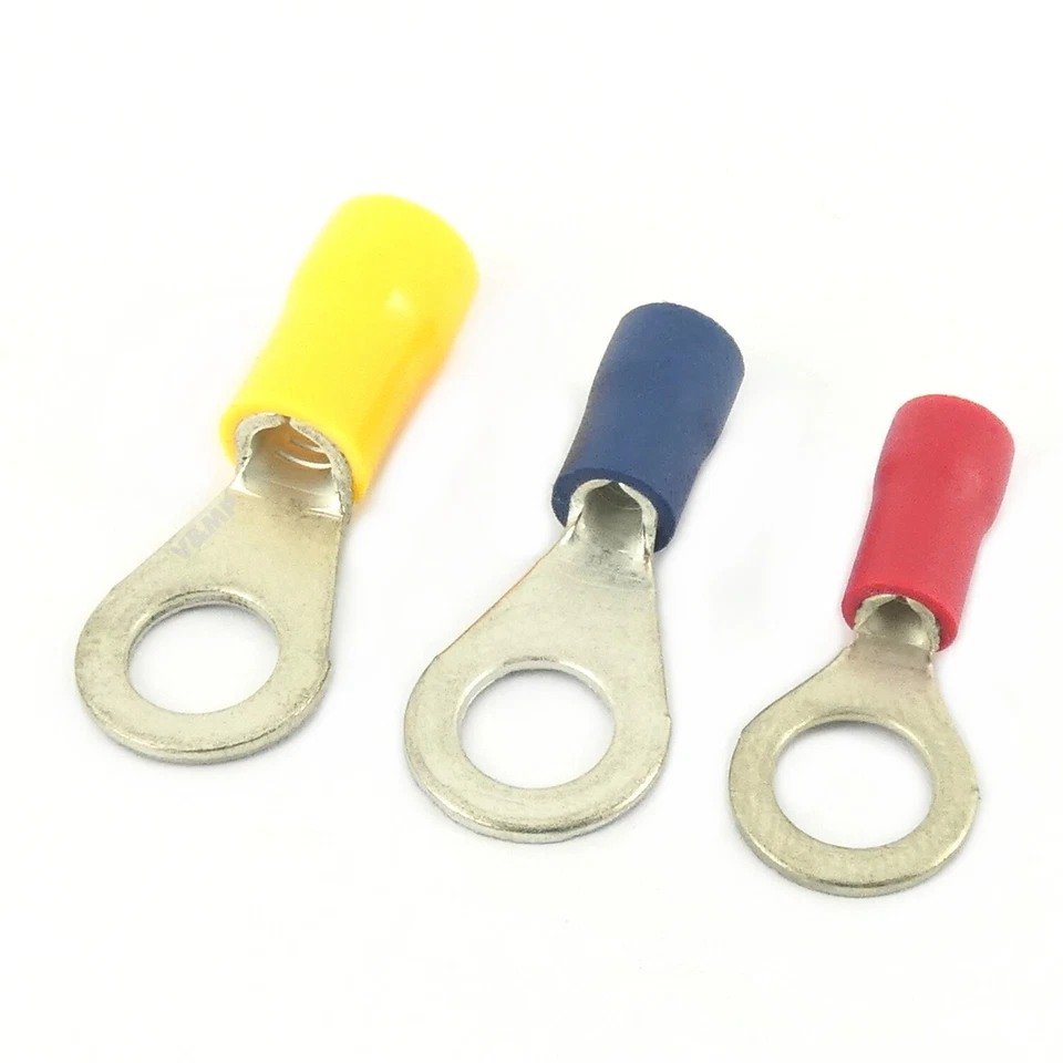 Insulated Ring Crimp Terminals Electrical Cable Connector Red Blue Yellow