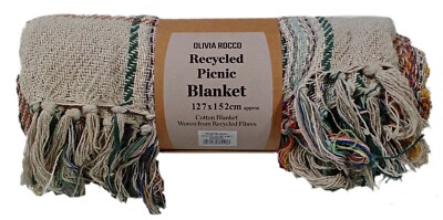 Umweltfreundliche 100 % recycelte Baumwolle Picknickdecke Überwurfabdeckung bequeme gemütliche Decke