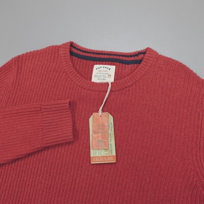 Fat Face Pembrey Cotton Crew Neck Jumper Men's Size L Rust Red