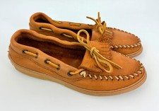 Vintage Minnetonka Tan Kilty Moccasins Women's 7 Made in USA