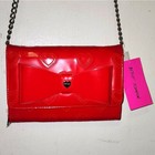 Betsey Johnson Red Xodani Wallet and Crossbody Floral Shiny Purse Bag Clutch