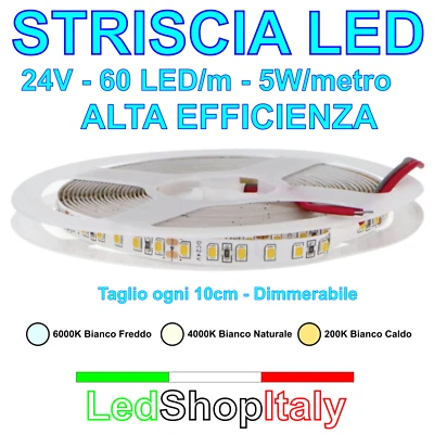LK Strisce LED 24V 5W/m 60Led/m - alta luminosità - alta efficienza - dimmerabili