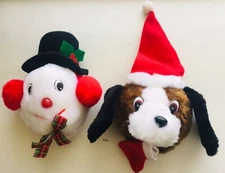2 PC Merry Christmas Door Knob Hanger  Animal Head (Dog/Snowman)  6"LX6"W