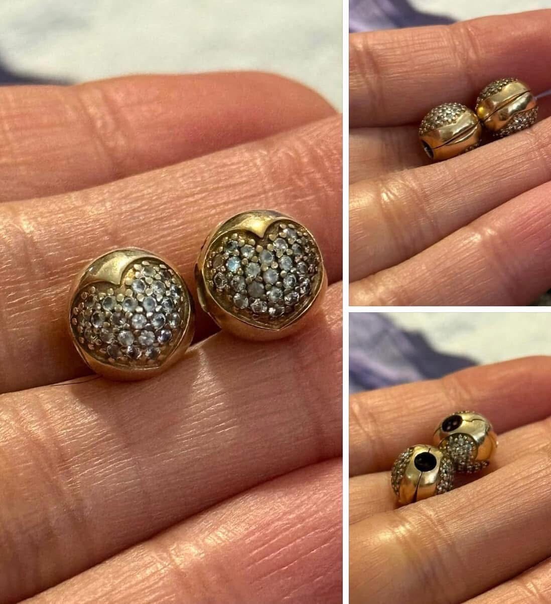 Authentic Pandora 14K Yellow Gold Retired Heart Clip Charm $300