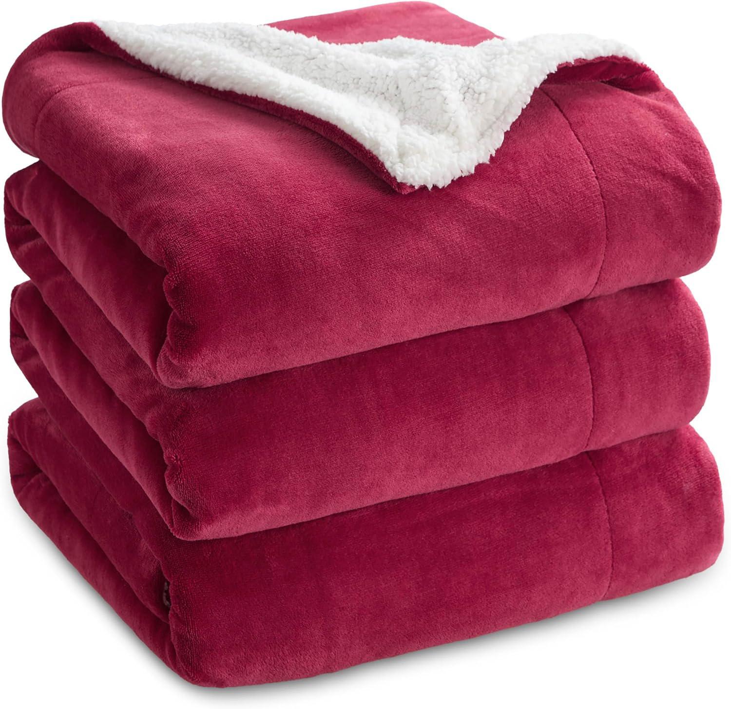 Thick Red Sherpa Fleece Blanket Queen 90x90 Inches - Warm Winter Gift