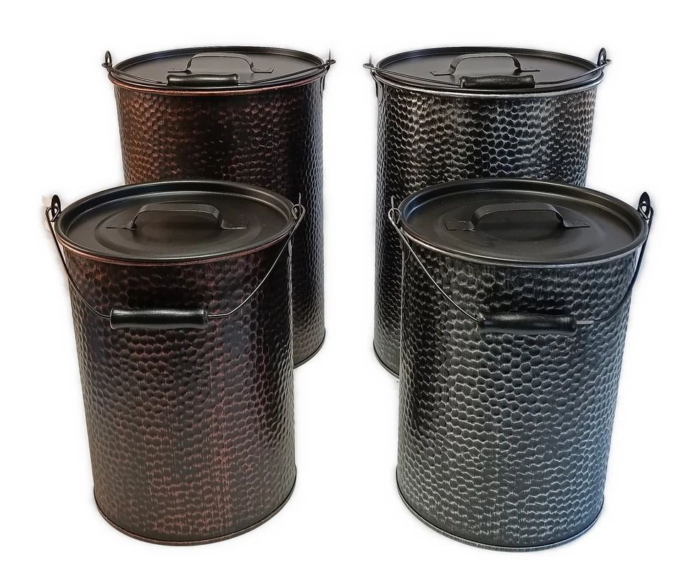 HAUSHALT-KRAUSSE.DE Ascheeimer 14+25l ,alteisen oder kupfer Farben gehämmert Mülleimer Blecheimer