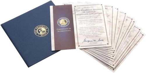 Esclusivo Set Monete Padri Fondatori 7 Pezzi - Rivestito in Oro 24K con Espositore - Foto 7 di 9