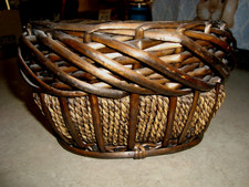 Vintage Small Oval Wicker Rattan  Jute Decorative Basket Flowers/Greens/Gifts