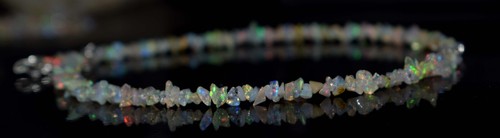 925 Fine Silver Ethiopian Opal Gemstone 2-4mm Uncut Beads 14" Strand Necklace D3 - Picture 4 of 8