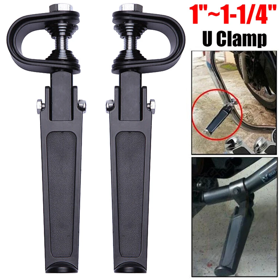 1" 1-1/4" U-clamp Foot Pegs Rests Highway Engine Crash Bar para Harley Motorcycle - Imagem 2 de 4