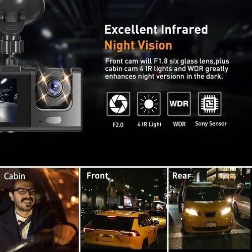 HD 1080p Dual Lens Dashcam - Front/Rear Auto Dash Camera Videorecorder G-Senor - Bild 4 von 18