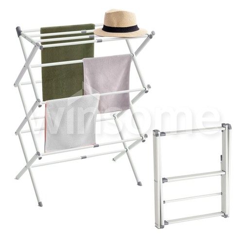 3-Tier Folding Clothes Airer Durable & Extendable Metal Frame Indoor ...
