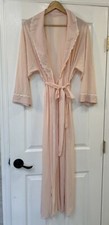 Vintage Shadowline Long Nylon Robe Sz M Light Pink Lace Trim Rare