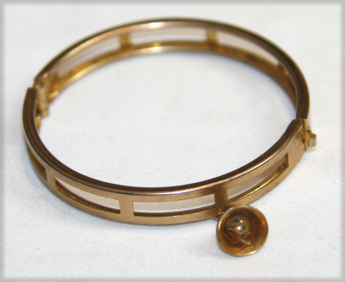 Vintage baby bracelet hinged bangle with bell brass infant | eBay