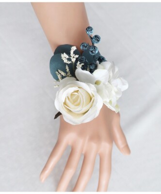 White Rose Corsage or Wristlet with Navy Teal and Blue Accents | eBay White Rose Corsage or Wristlet with Navy Teal and Blue Accents | eBay