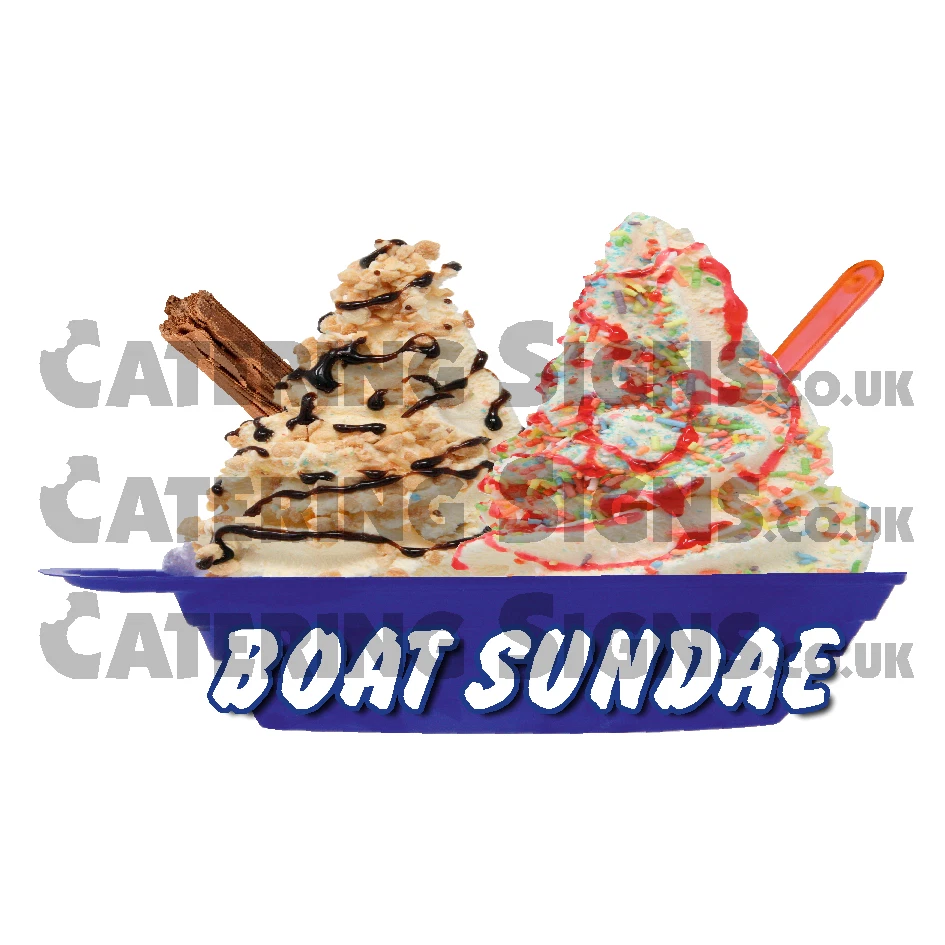 Boat Sundae Whippy Ice Cream Sticker - Chocolate Sprinkles Catering Van Trailer
