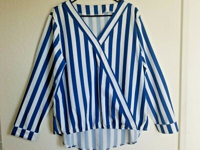 Navy Blue and White Striped Long Sleeve 