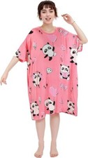 Womens Plus Size Summer Cool Nightgowns Oversized Sleep Shirts Dress w/ Pockets