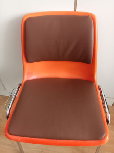 Vintage Stuhl Stapelstuhl Designer Chrom 70s chair Space Age orange Olympia - Imagen 4 de 15