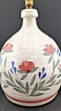 Stoneware Studio Art Pottery Table Lamp 10" Floral Cottage Country Vtg