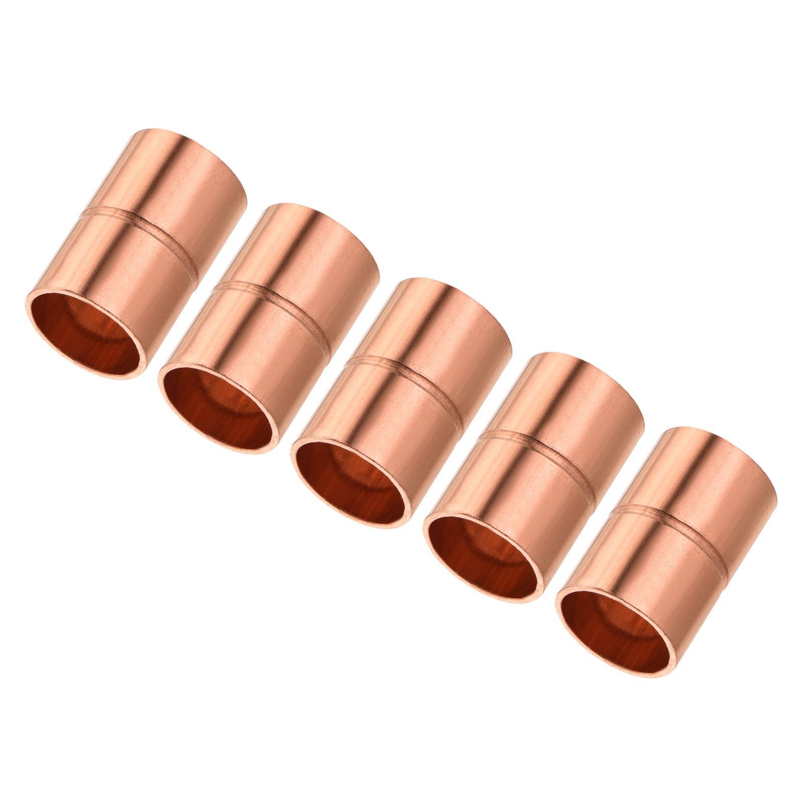 5pcs Straight Copper Coupling Fittings 3/8 Inch Welding Joint for HVAC