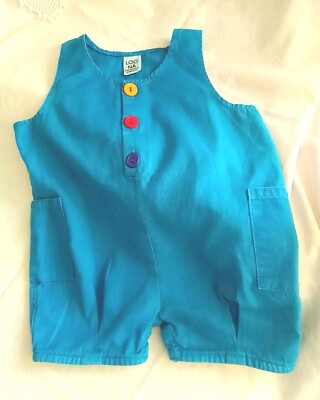Vtg. Designer LOO-NA drk turquoise blue 100% Cotton SHORTS ONE PC 12 Mo. Boy USA