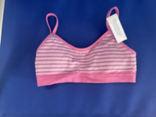 FADED GLORY PINK STRIPE BRALETTE SIZE S 6-6X CAMI ADJUSTABLE STRAPS BRA