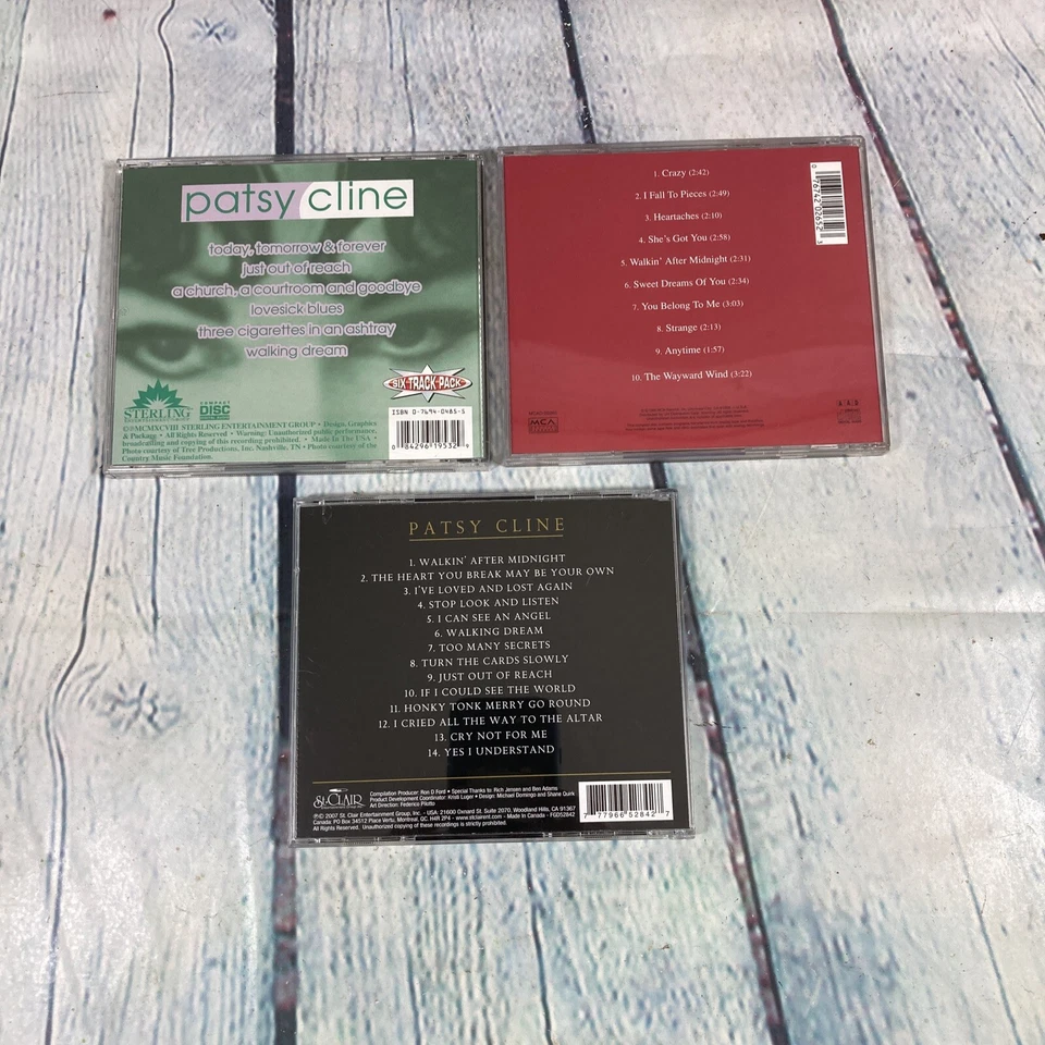 Lot of 3 Patsy Cline CDs: Forever Gold, Heartaches, and Six Track Pack Country Foto 2 de 4