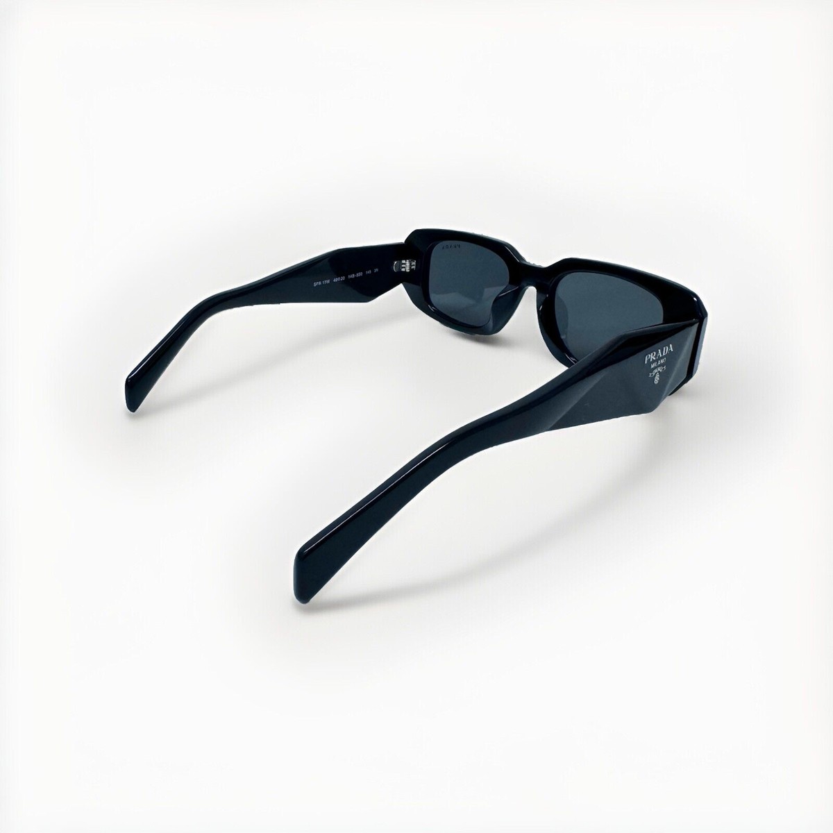 Prada Black Sunglasses PR 17WS Rectangle Shape & Valentino/Giorgio samples NEW Prada Black Rectangle Sunglasses, Dark Grey Lenses PR  main image 3