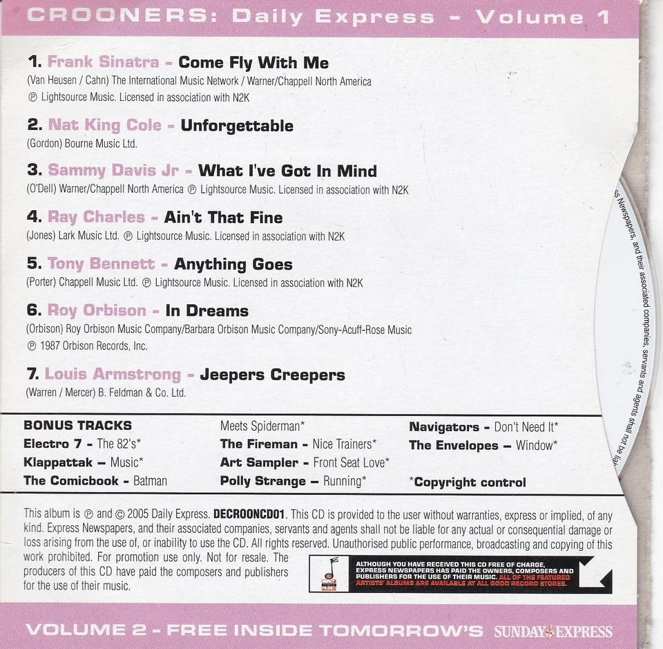 CROONERS Volume One ( DAILY EXPRESS Newspaper CD ) - Bild 2 von 3