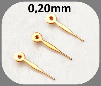 3 kleine Zeiger 0,20mm GOLD 4mm Subdial Chronozeiger ETA G10, Ronda 5040.B