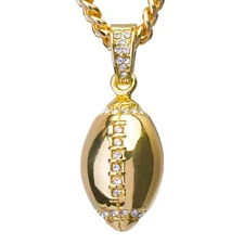 Iced Gold Plated Football 24" Cuban Link Chain Necklace CPB 1120 G